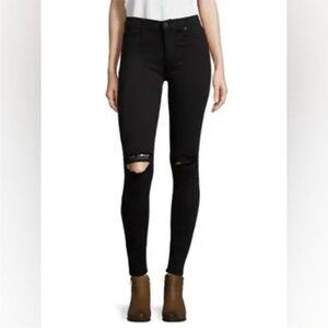 Hudson Jeans Nico Black Skinny Ripped Knee Jeans